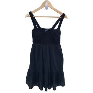 GAP Black Crochet Top Tiered Ruffle Mini Dress Size S